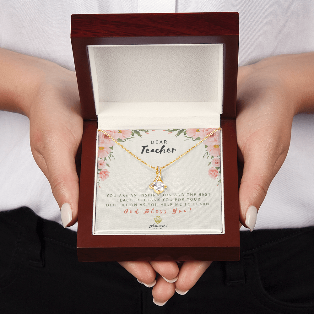 Dear Teacher God Bless You Necklace with Message Card