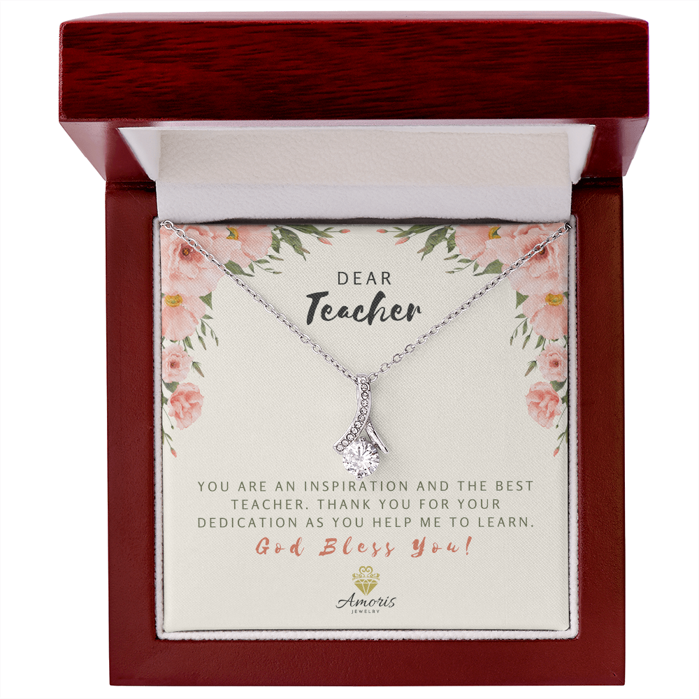Dear Teacher God Bless You Necklace with Message Card