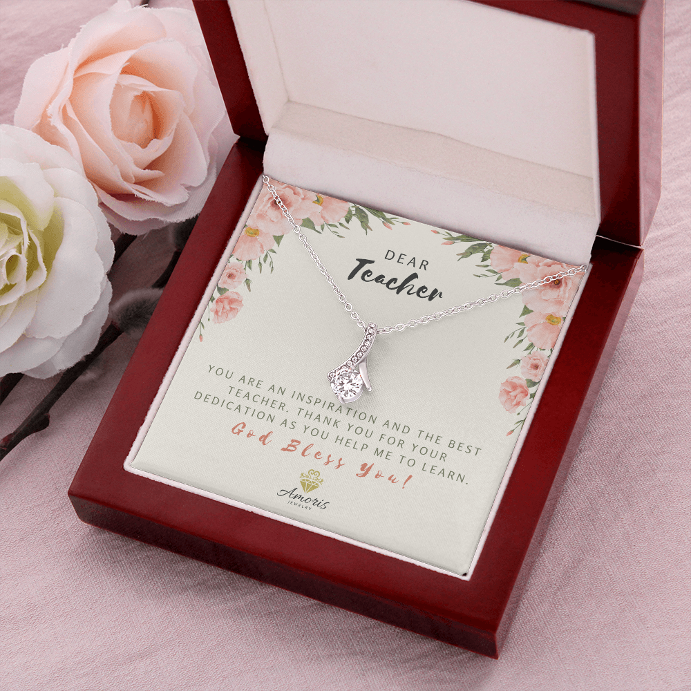 Dear Teacher God Bless You Necklace with Message Card