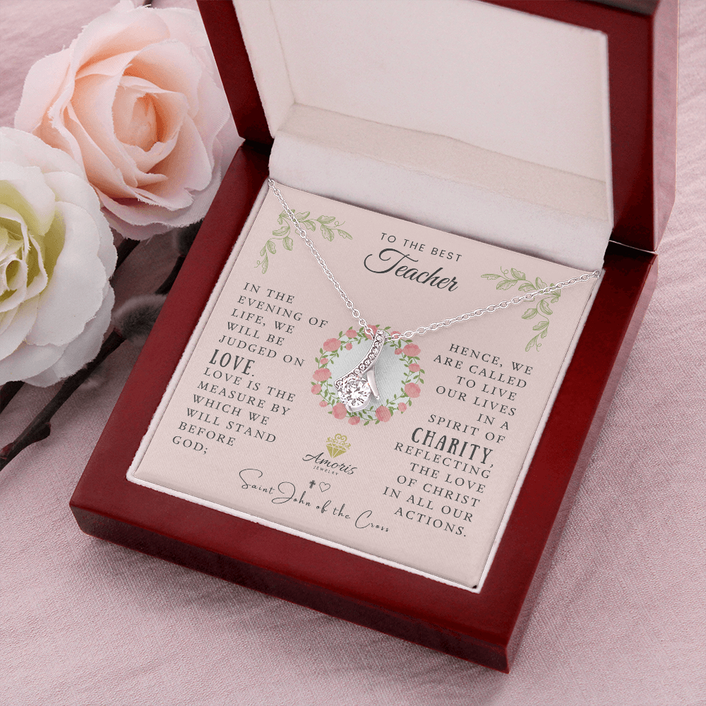 To the Best Teacher Necklace with Saint John of the Cross Quote
