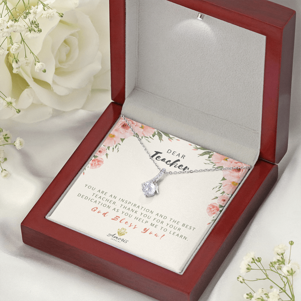 Dear Teacher God Bless You Necklace with Message Card