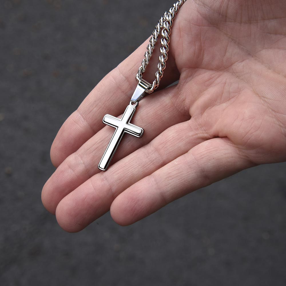 My Dear Grandson First Holy Communion Engraved Cross Necklace