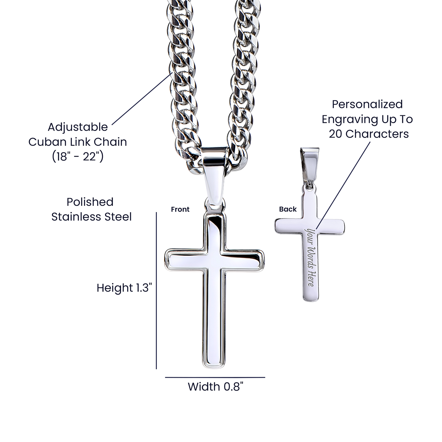 My Dear Grandson First Holy Communion Engraved Cross Necklace