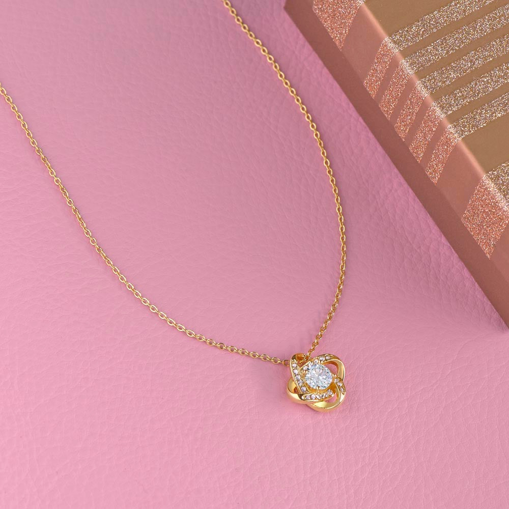 My Dear Bride-to-Be Love Knot Necklace with Saint John of the Cross Quote