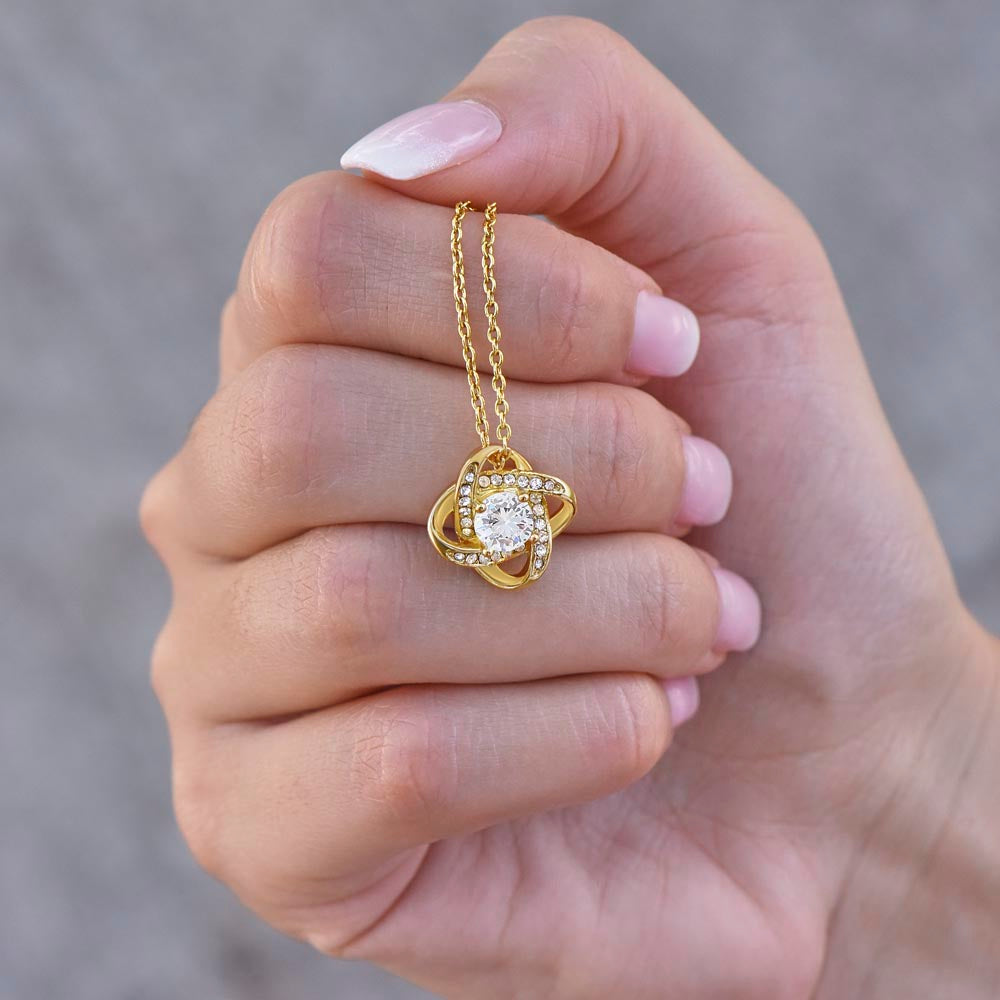 Collar con nudo de amor "Mi querida mejor amiga" y cita de San Juan de la Cruz