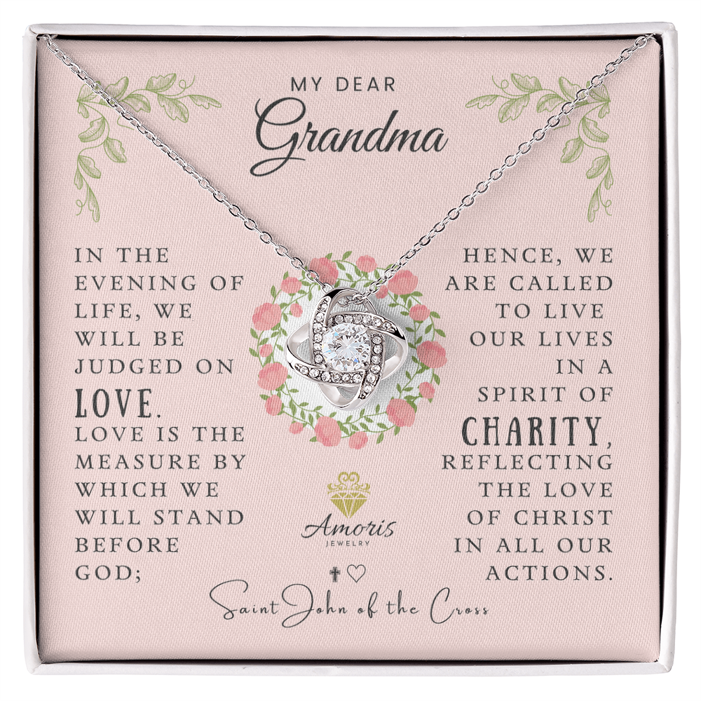 My Dear Grandma Love Knot Necklace with Saint John of the Cross Quote