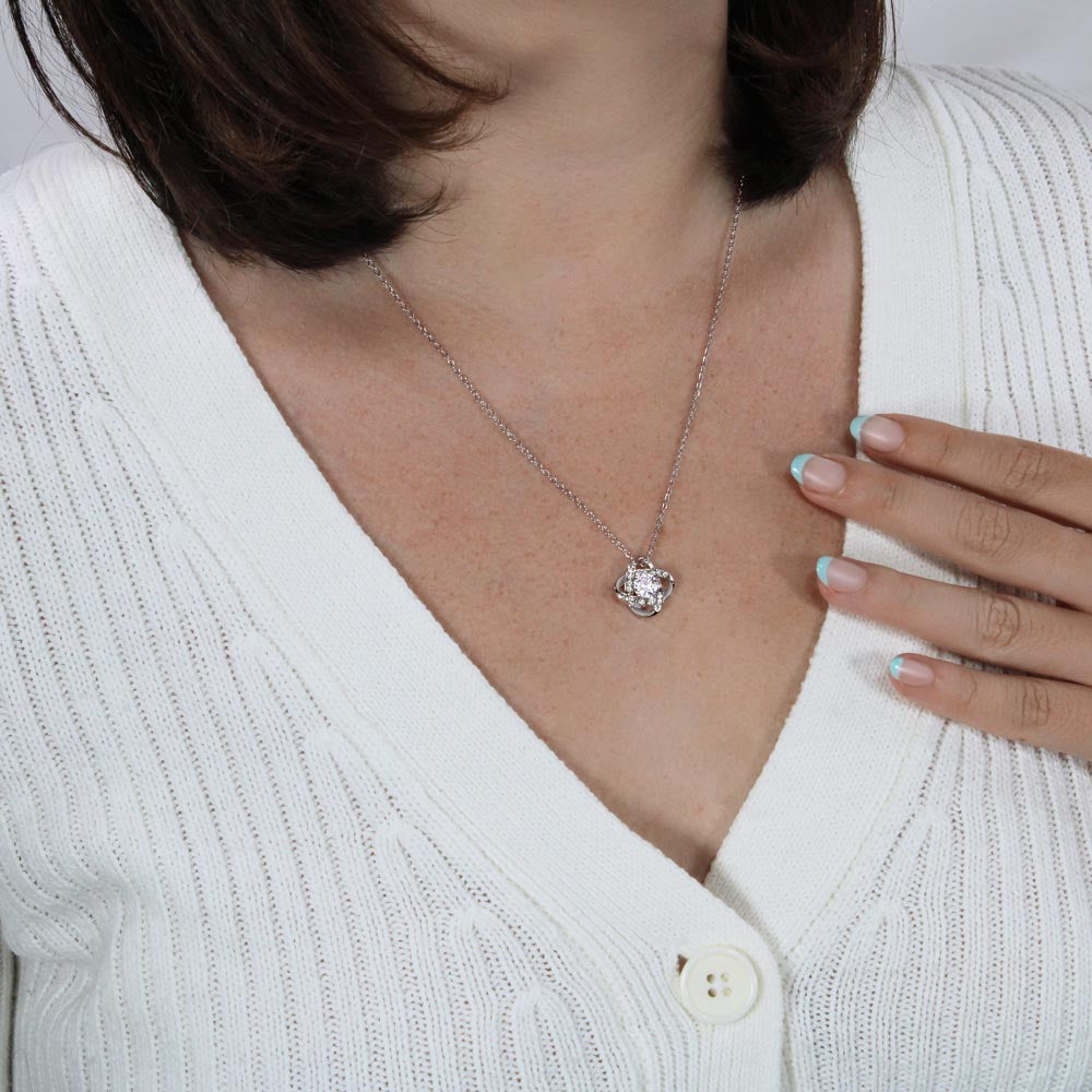 My Dear Bride-to-Be Love Knot Necklace with Saint John of the Cross Quote