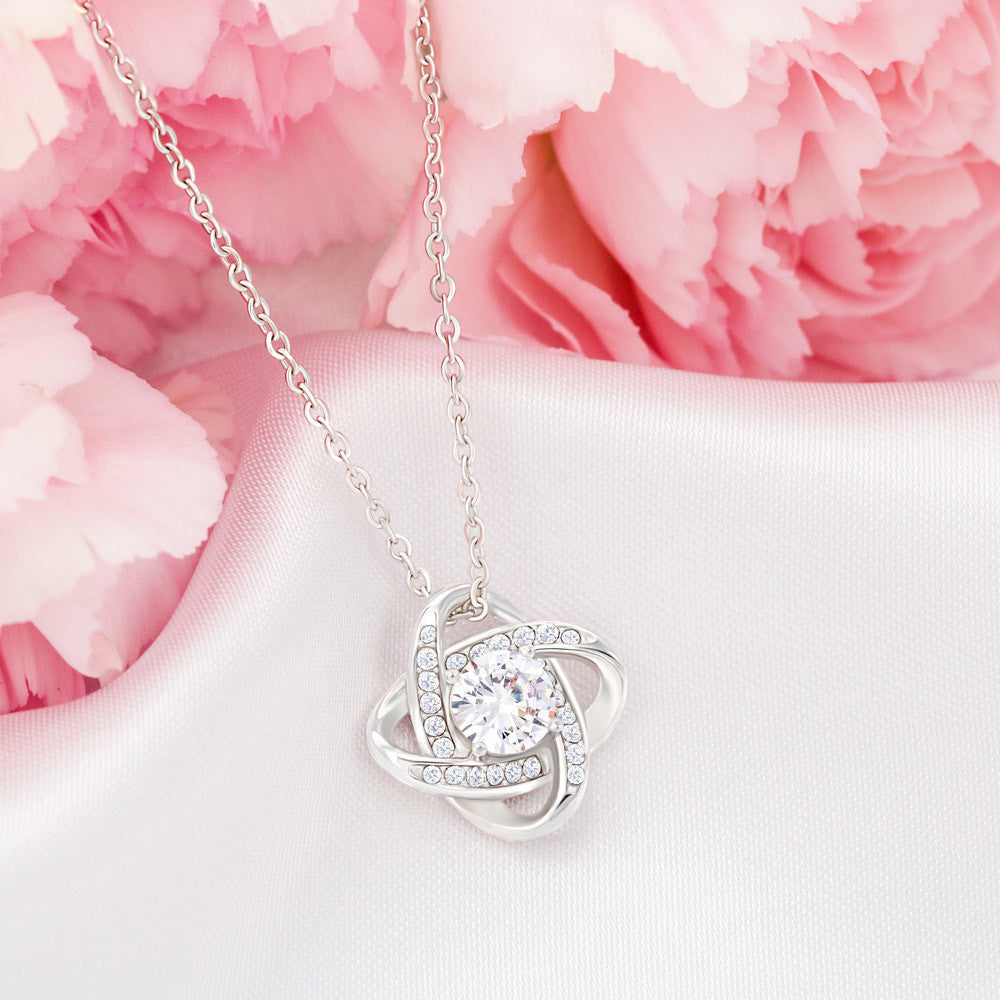 My Dear Bride-to-Be Love Knot Necklace with Saint John of the Cross Quote