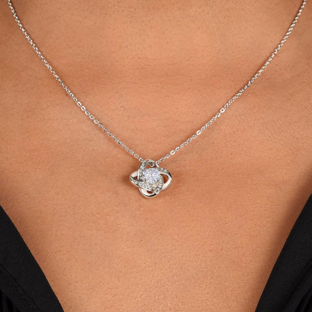 My Dear Bride-to-Be Love Knot Necklace with Saint John of the Cross Quote
