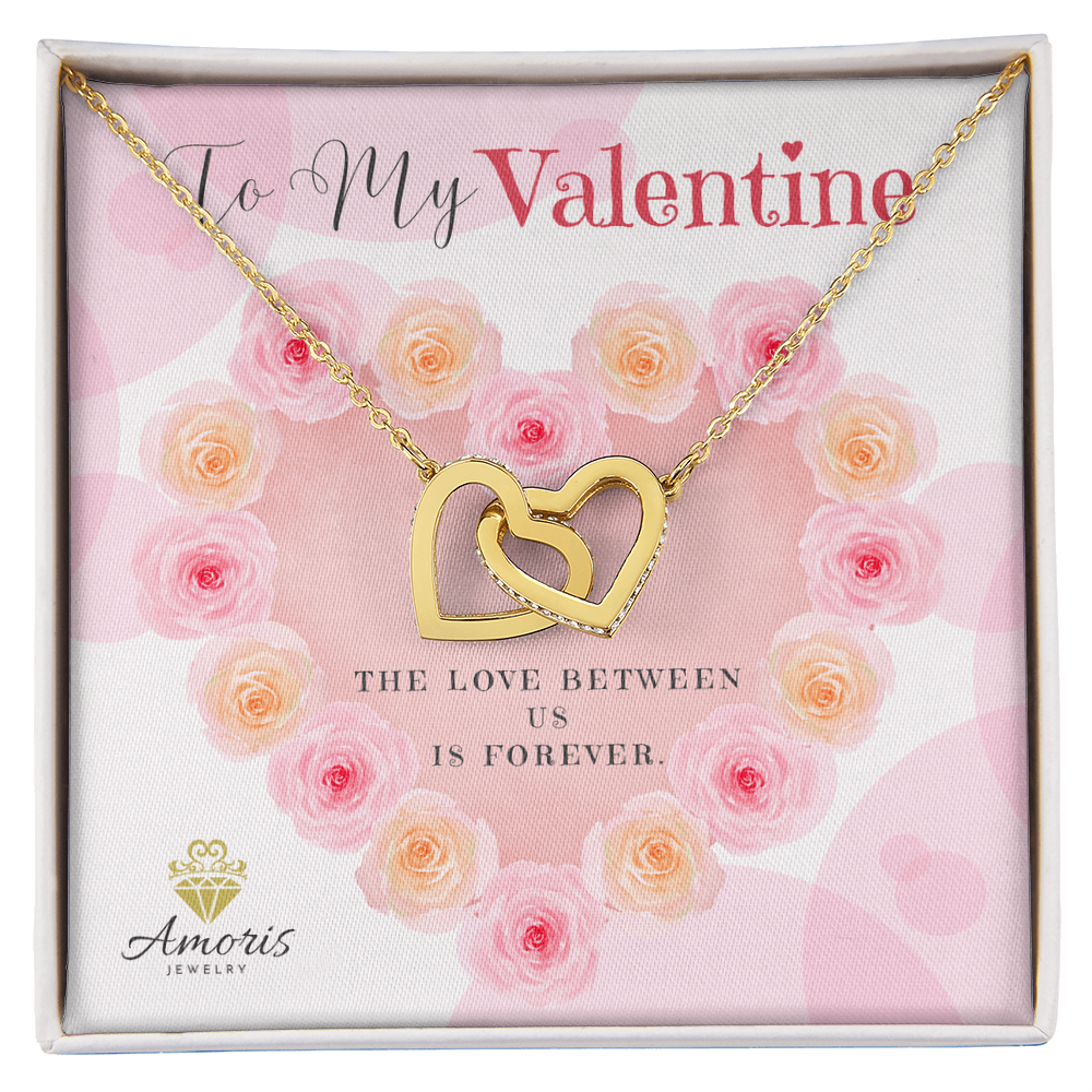 To My Valentine Interlocking Hearts Necklace with Message Card