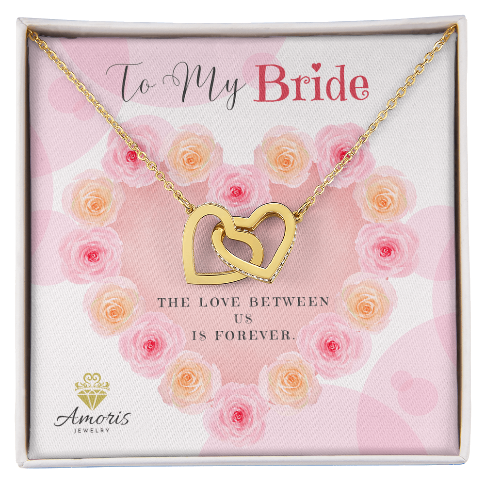 To My Bride Interlocking Hearts Necklace with Message Card