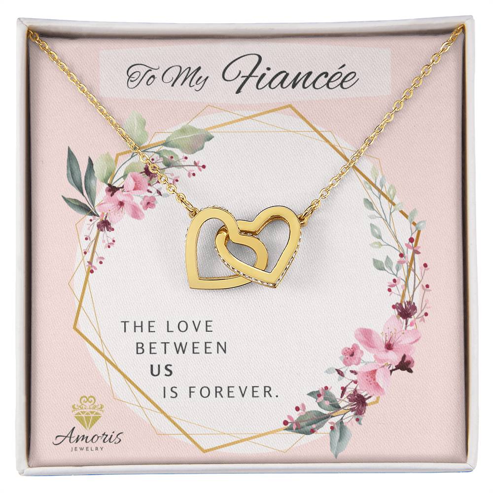 To My Fiancée Forever Interlocking Hearts Necklace with Message Card