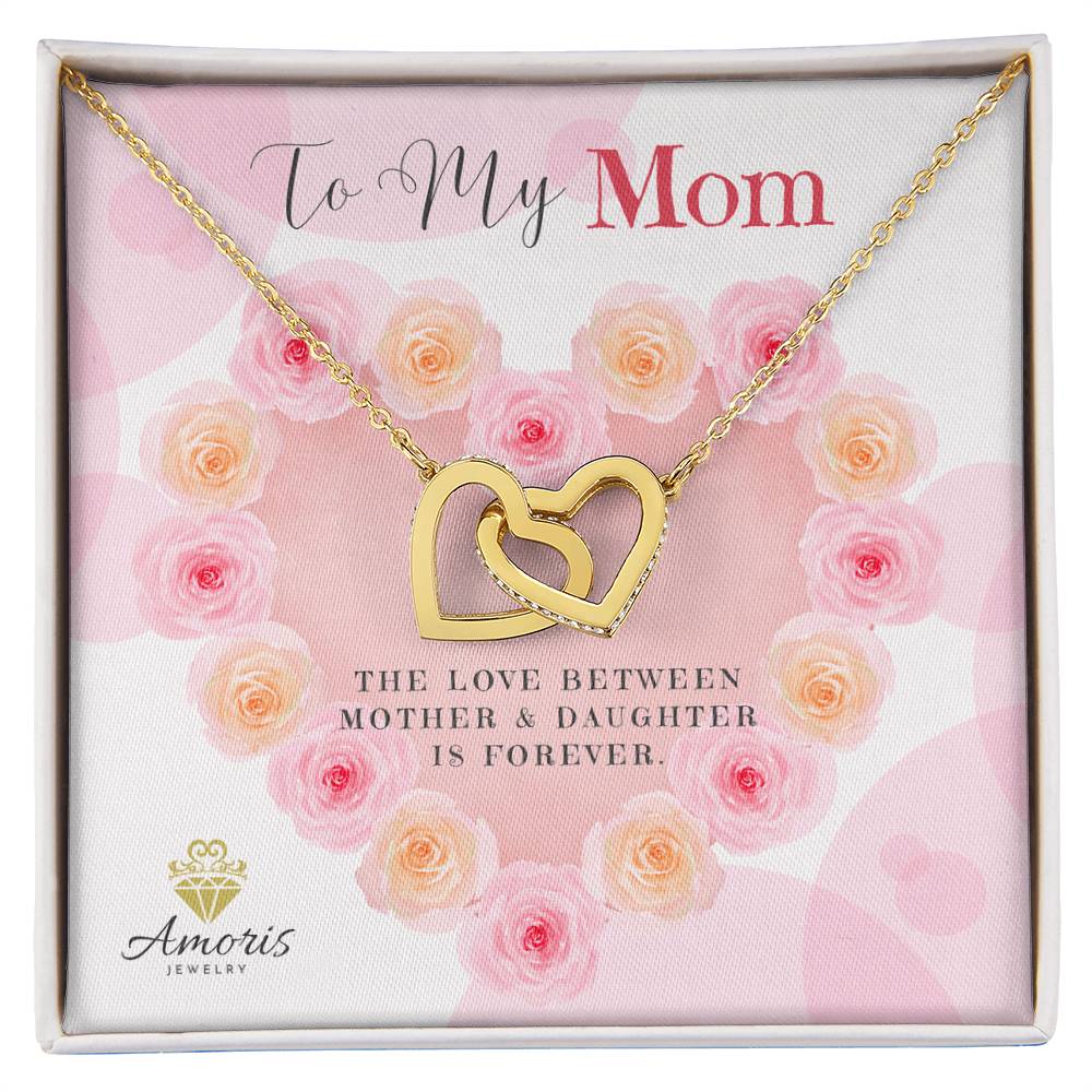 To My Mom Interlocking Hearts Necklace with Message Card