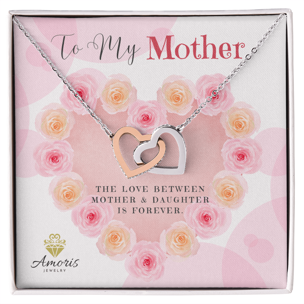 To My Mother Interlocking Hearts Necklace with Message Card