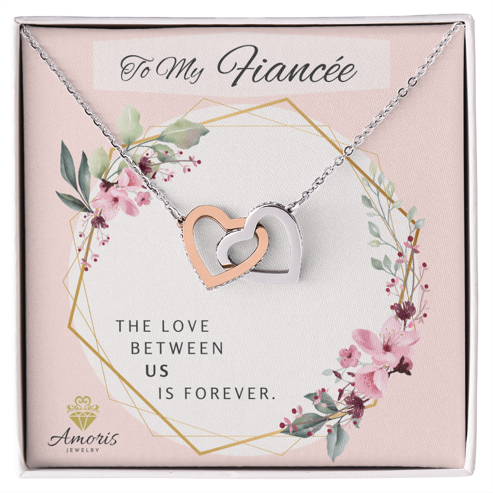To My Fiancée Forever Interlocking Hearts Necklace with Message Card