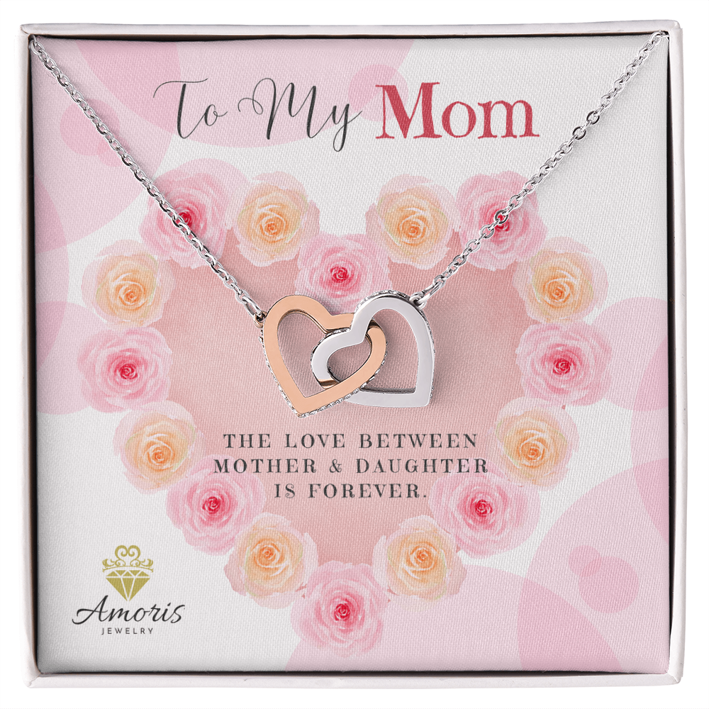 To My Mom Interlocking Hearts Necklace with Message Card