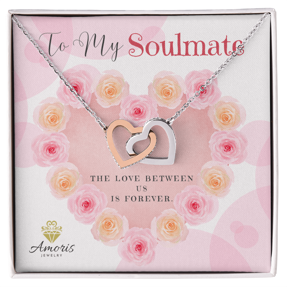 To My Soulmate Interlocking Hearts Necklace with Message Card