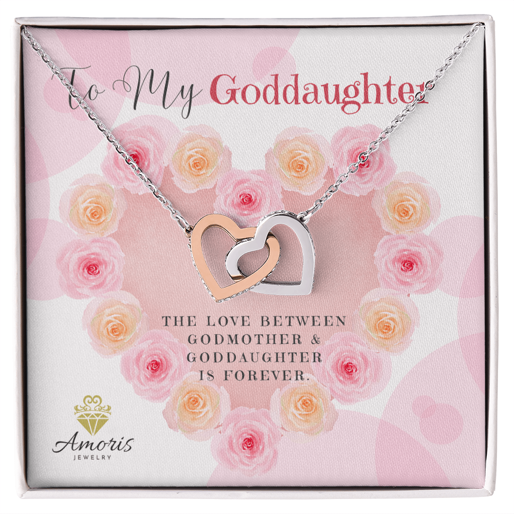 To My Goddaughter Interlocking Hearts Necklace with Message Card