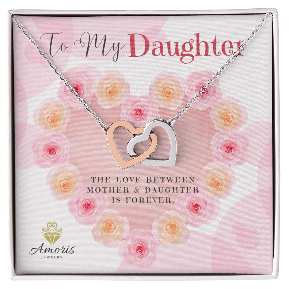 To My Daughter Interlocking Hearts Necklace with Message Card