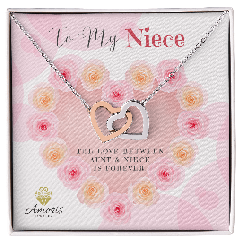 To My Niece Interlocking Hearts Necklace with Message Card