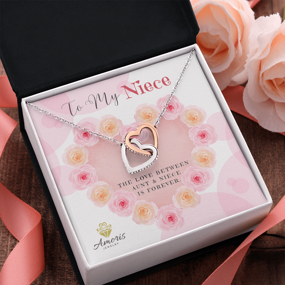 To My Niece Interlocking Hearts Necklace with Message Card