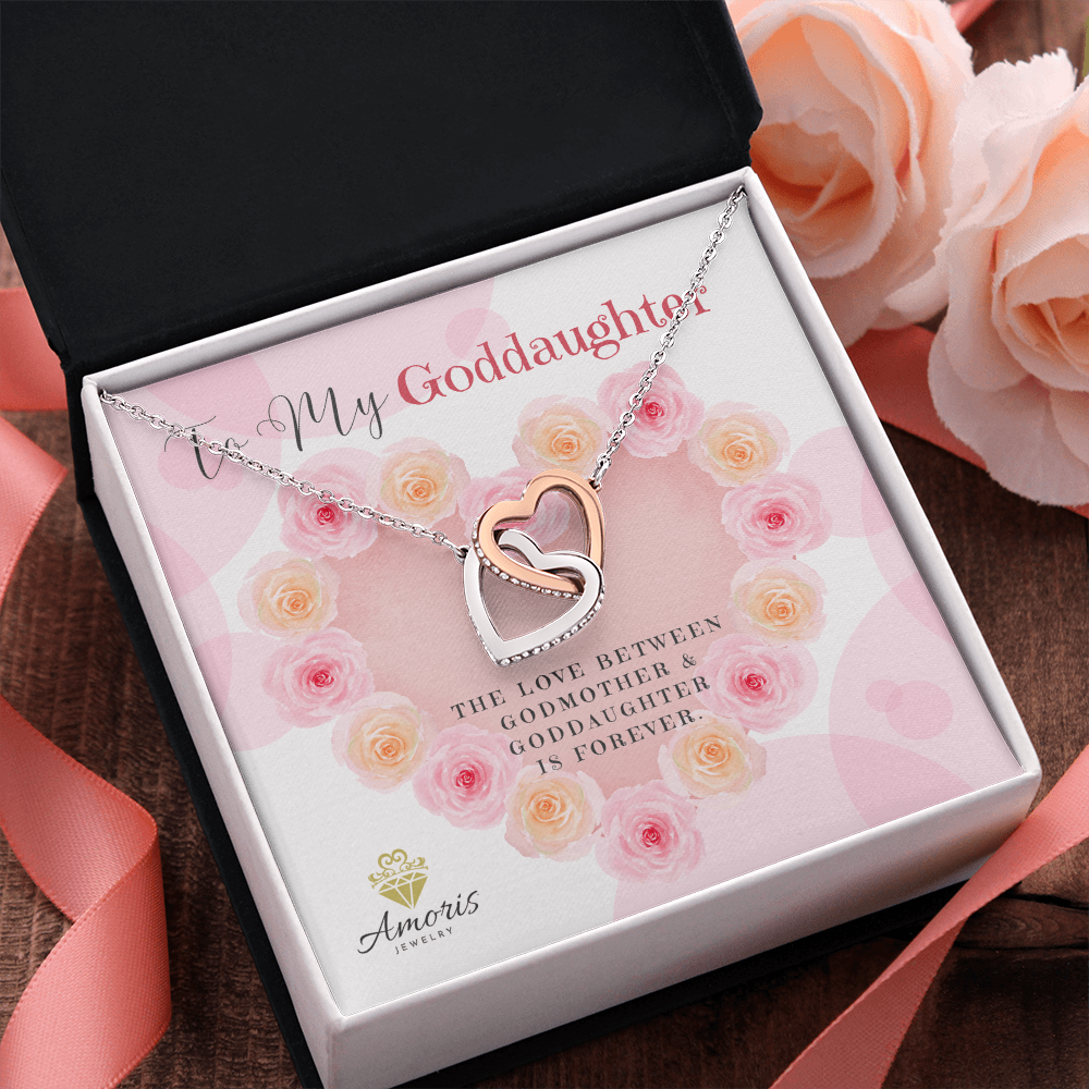 To My Goddaughter Interlocking Hearts Necklace with Message Card