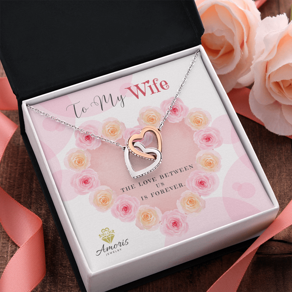 To My Wife Interlocking Hearts Necklace with Message Card