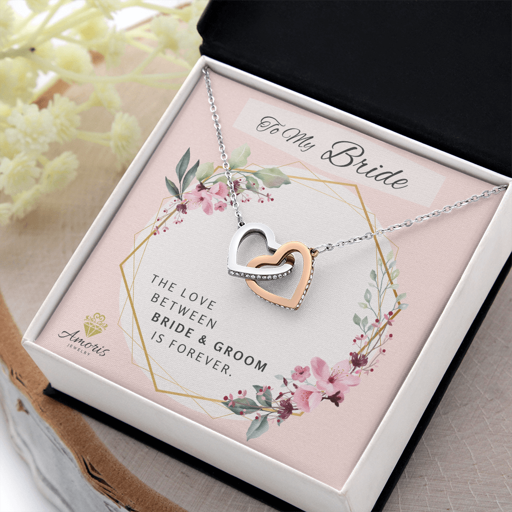 To My Bride Forever Interlocking Hearts Necklace with Message Card