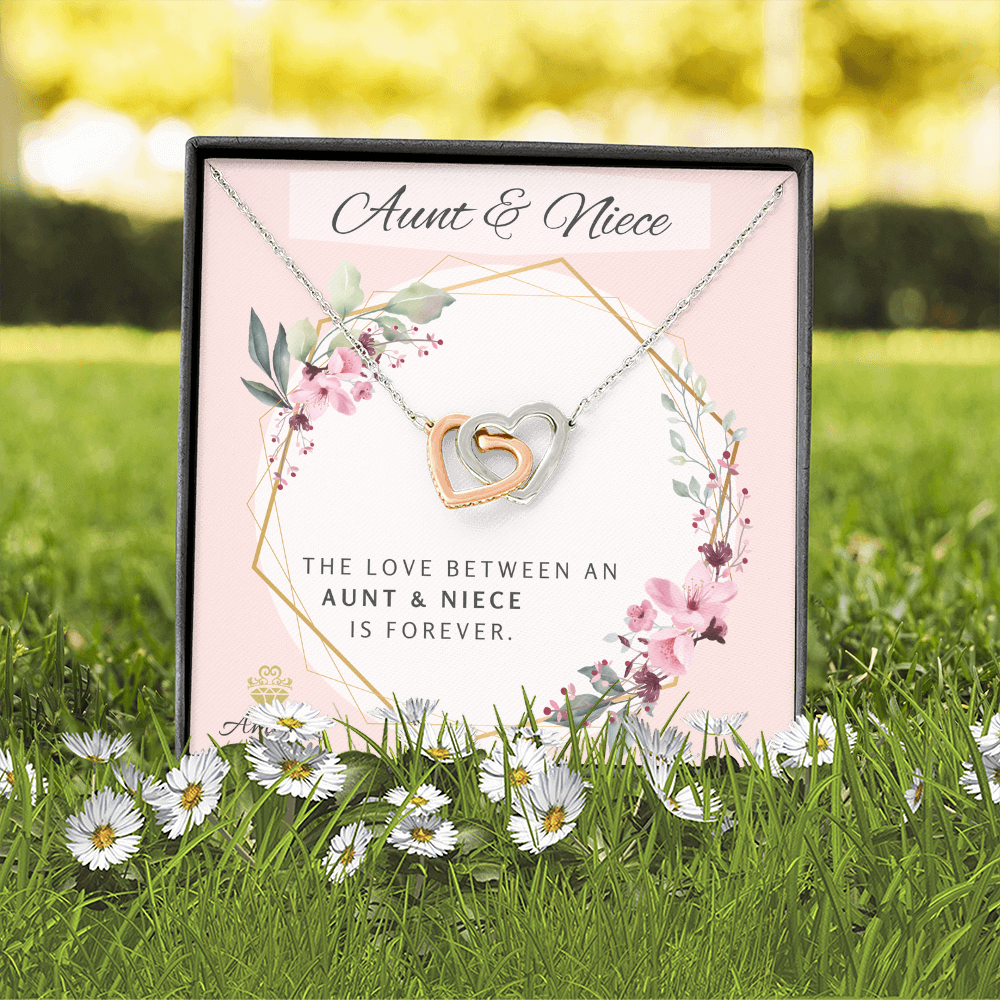 Aunt and Niece Forever Interlocking Hearts Necklace with Message Card
