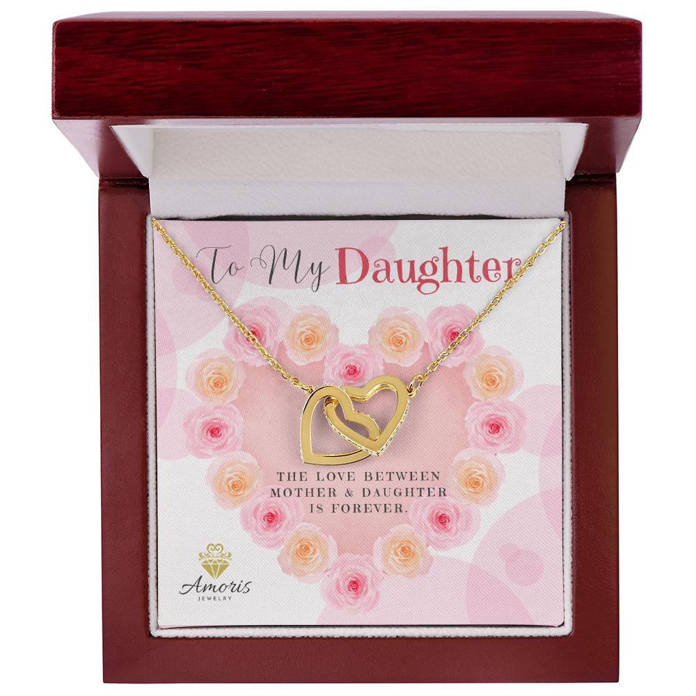 To My Daughter Interlocking Hearts Necklace with Message Card