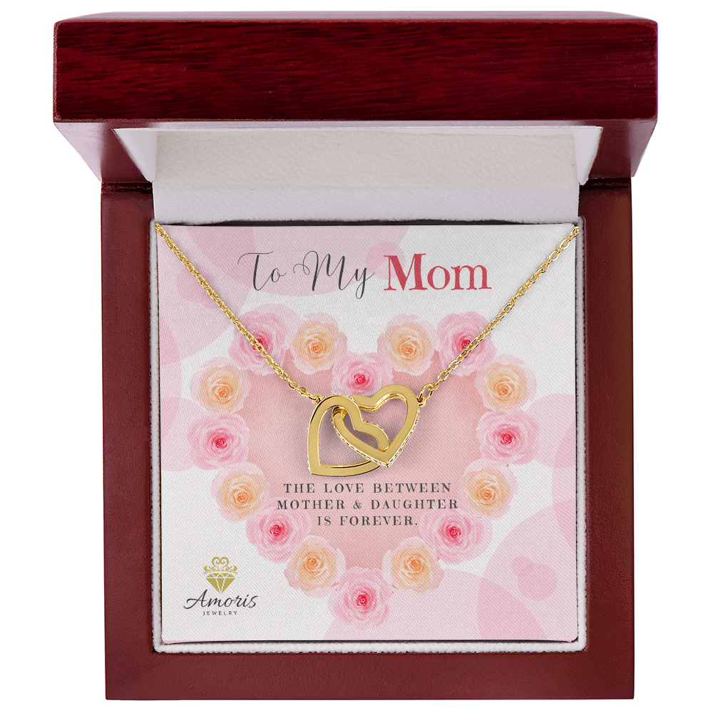 To My Mom Interlocking Hearts Necklace with Message Card