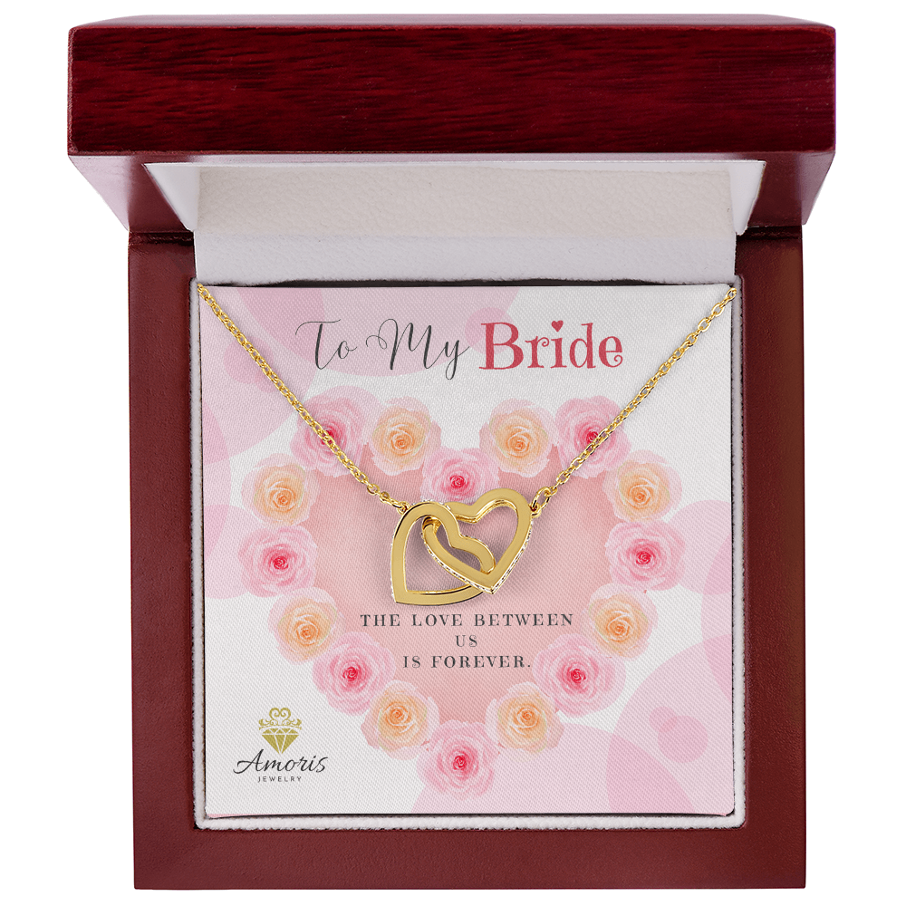 To My Bride Interlocking Hearts Necklace with Message Card