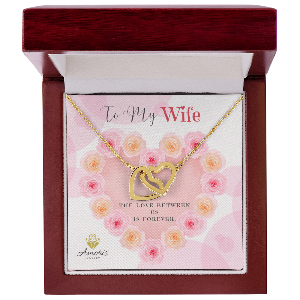 To My Wife Interlocking Hearts Necklace with Message Card