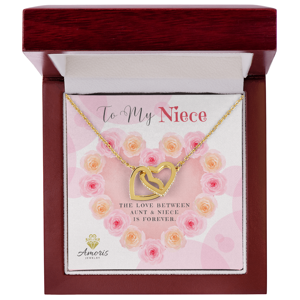 To My Niece Interlocking Hearts Necklace with Message Card