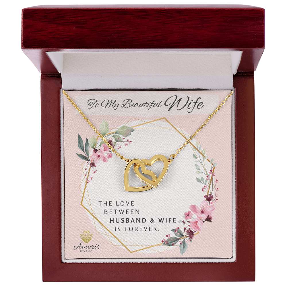 To My Beautiful Wife Forever Interlocking Hearts Necklace with Message Card