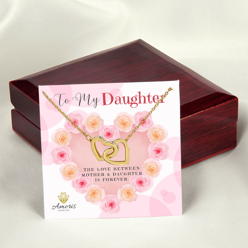 To My Daughter Interlocking Hearts Necklace with Message Card