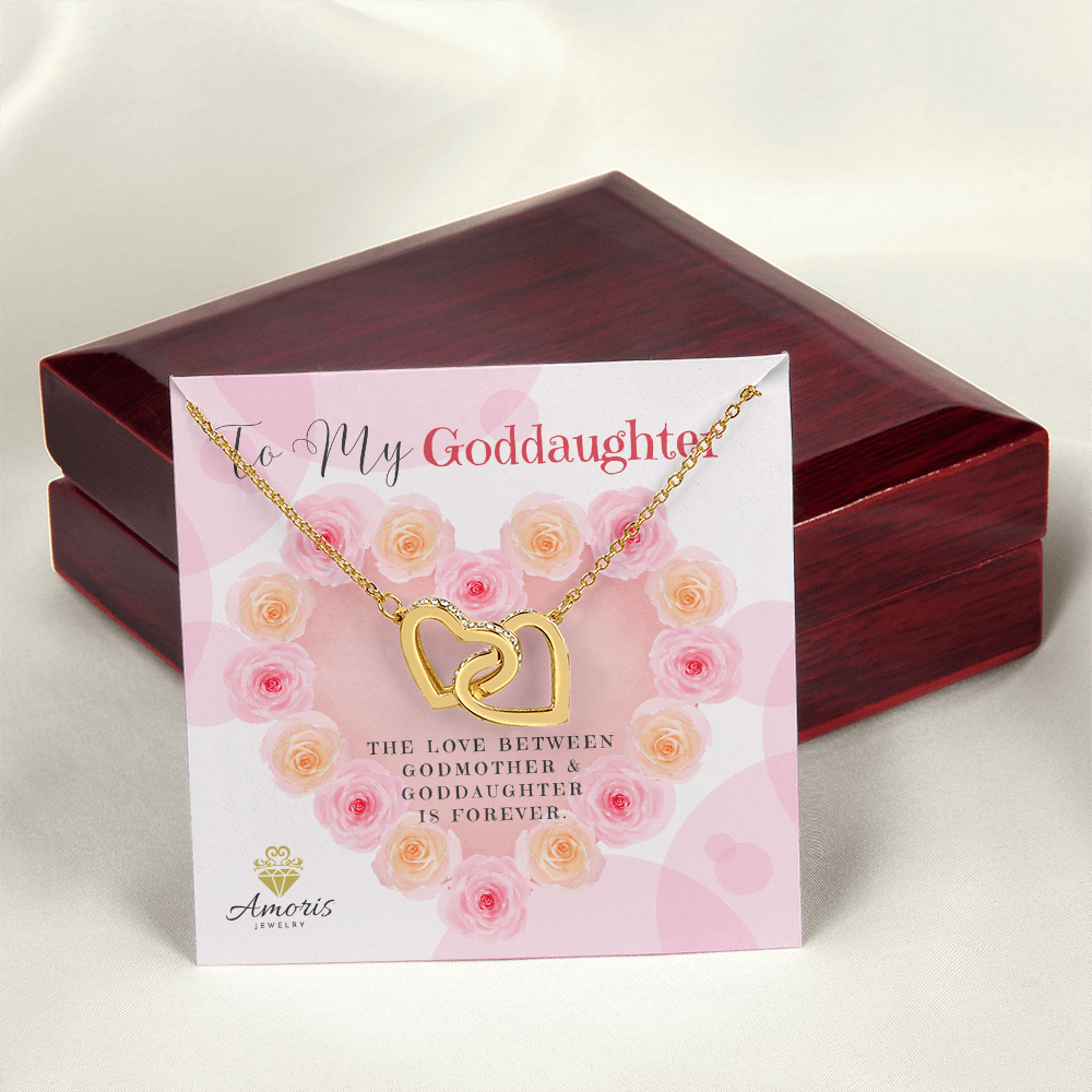 To My Goddaughter Interlocking Hearts Necklace with Message Card