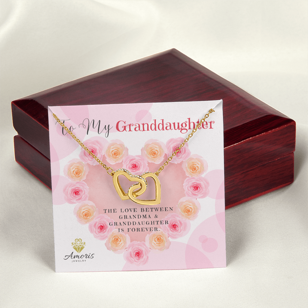 To My Granddaughter Interlocking Hearts Necklace with Message Card