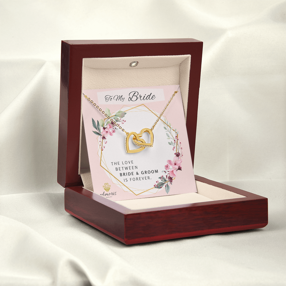 To My Bride Forever Interlocking Hearts Necklace with Message Card
