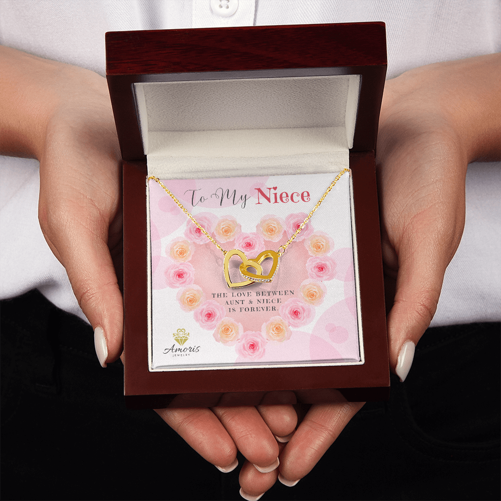 To My Niece Interlocking Hearts Necklace with Message Card