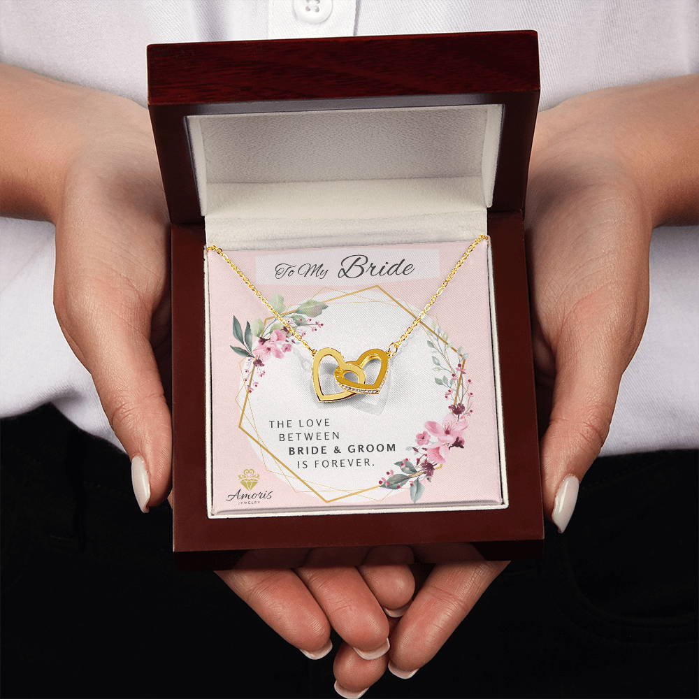 To My Bride Forever Interlocking Hearts Necklace with Message Card