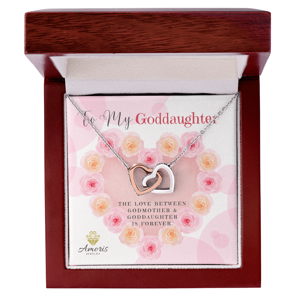 To My Goddaughter Interlocking Hearts Necklace with Message Card