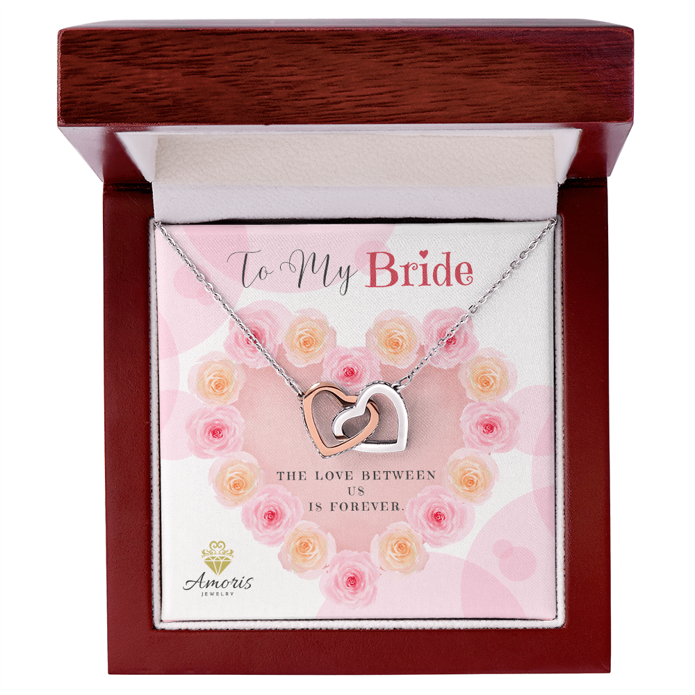 To My Bride Interlocking Hearts Necklace with Message Card