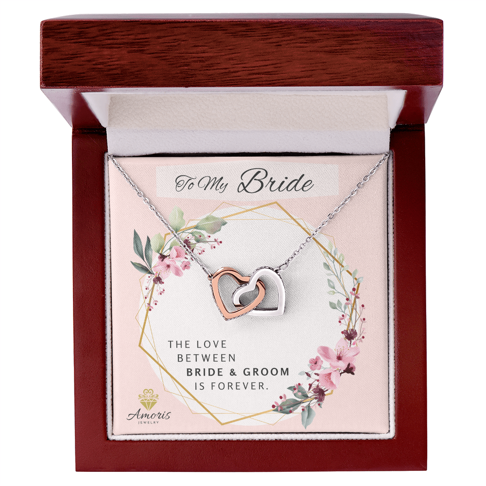 To My Bride Forever Interlocking Hearts Necklace with Message Card