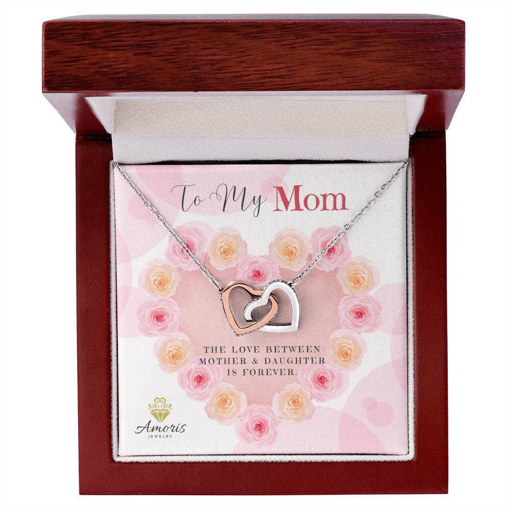 To My Mom Interlocking Hearts Necklace with Message Card