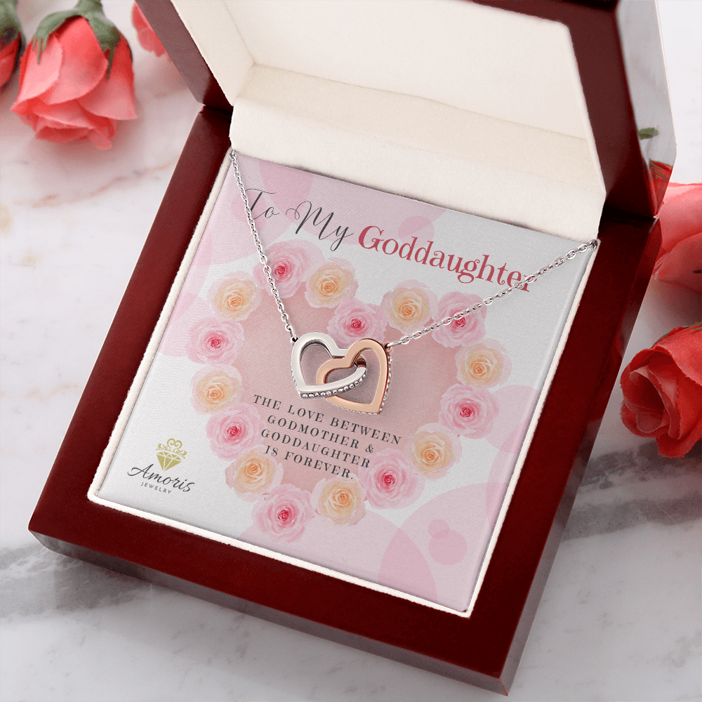To My Goddaughter Interlocking Hearts Necklace with Message Card