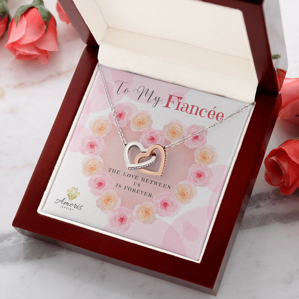 To My Fiancée Interlocking Hearts Necklace with Message Card