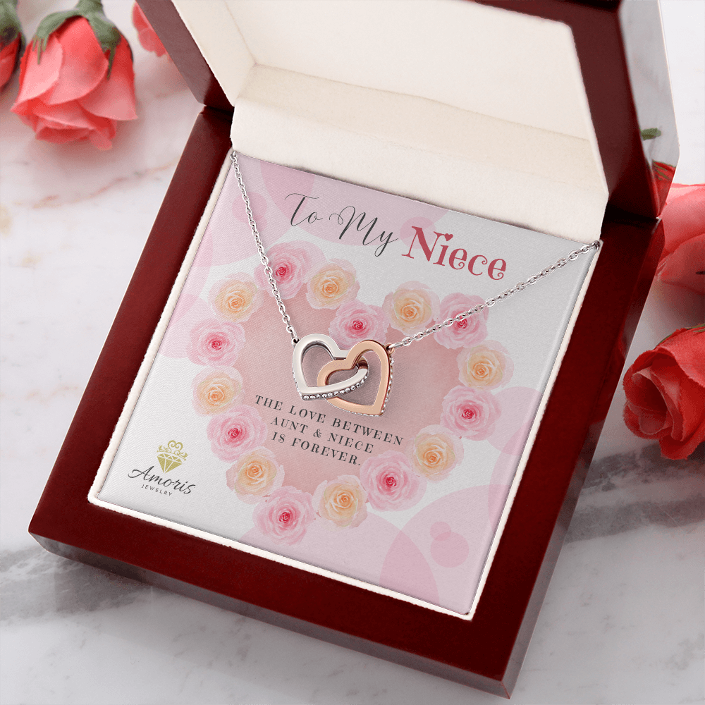 To My Niece Interlocking Hearts Necklace with Message Card