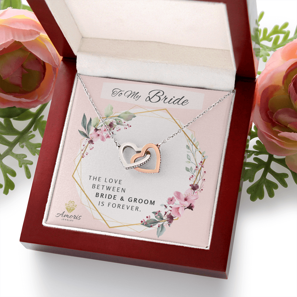 To My Bride Forever Interlocking Hearts Necklace with Message Card