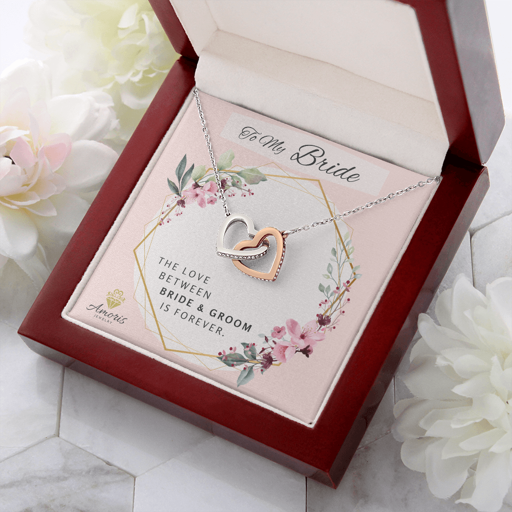 To My Bride Forever Interlocking Hearts Necklace with Message Card